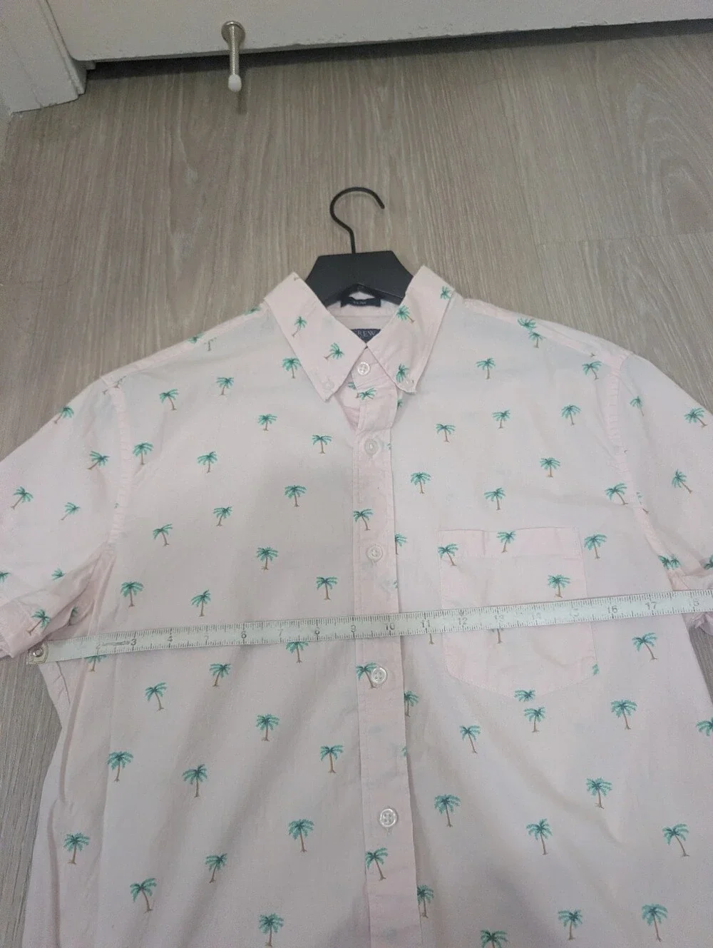 J.Crew Pink Short-Sleeve Slim Palm Tree Print Button Down Shirt